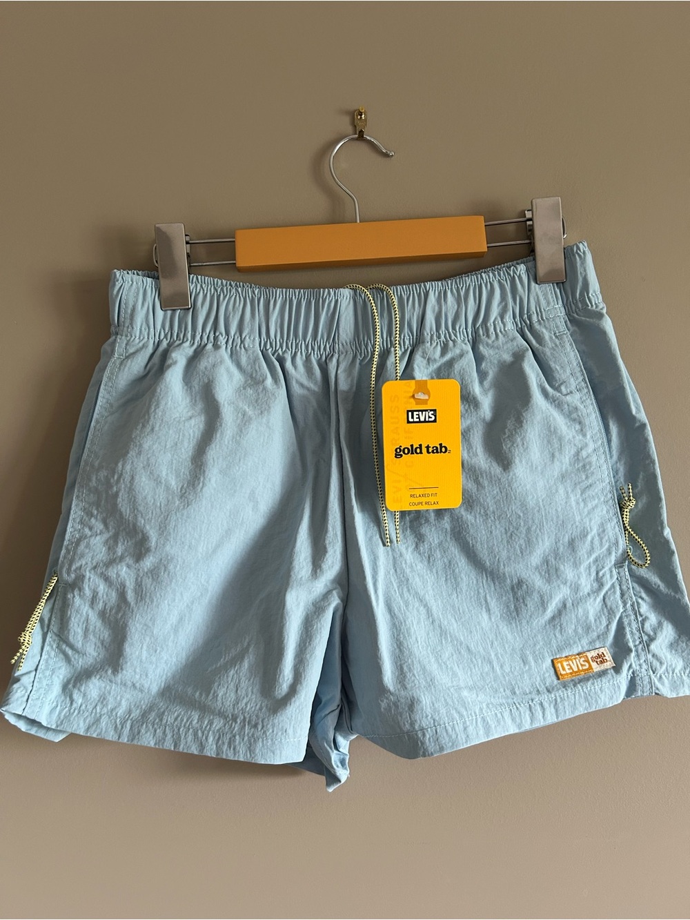 Levi's Gold Tab Pale Blue Shorts with Yellow Logo Patch